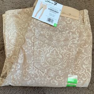 Seven7 Women's Beige Printed Corduroy Skinny Jeans